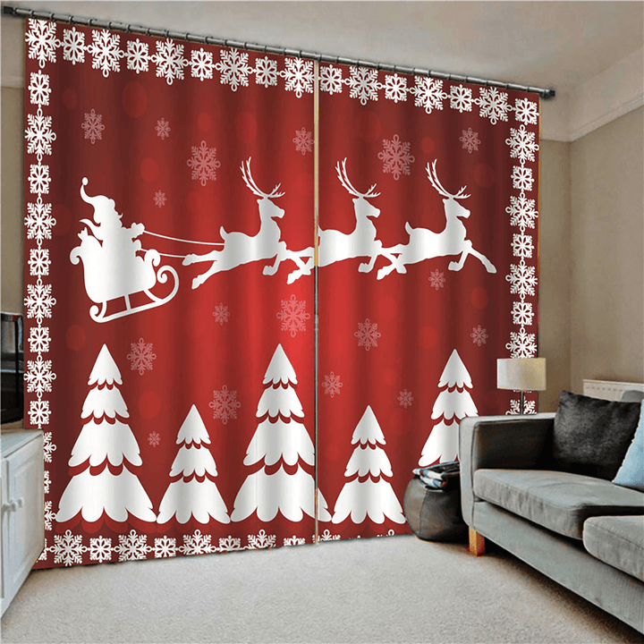 132*160Cm Christmas Printed Curtains Blackout Window Curtains for Living Room Christmas Decoration - Trendha