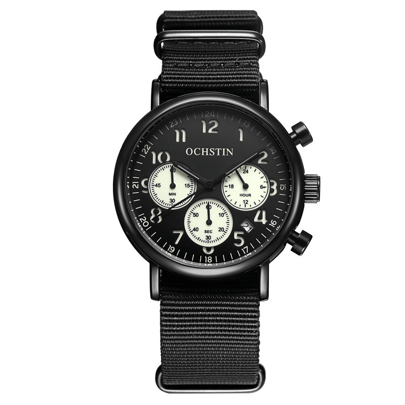 OCHSTIN GQ081A Chronograph Casual Style Men Wrist Watch Genuine Leather Band Quartz Watch - Trendha
