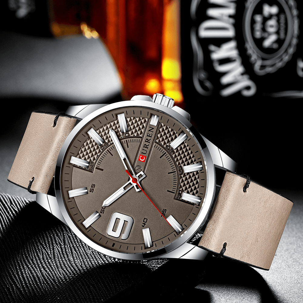 CURREN 8371 Alloy Case Luminous Display Men Wrist Watch Waterproof Leather Band Quartz Watch - Trendha