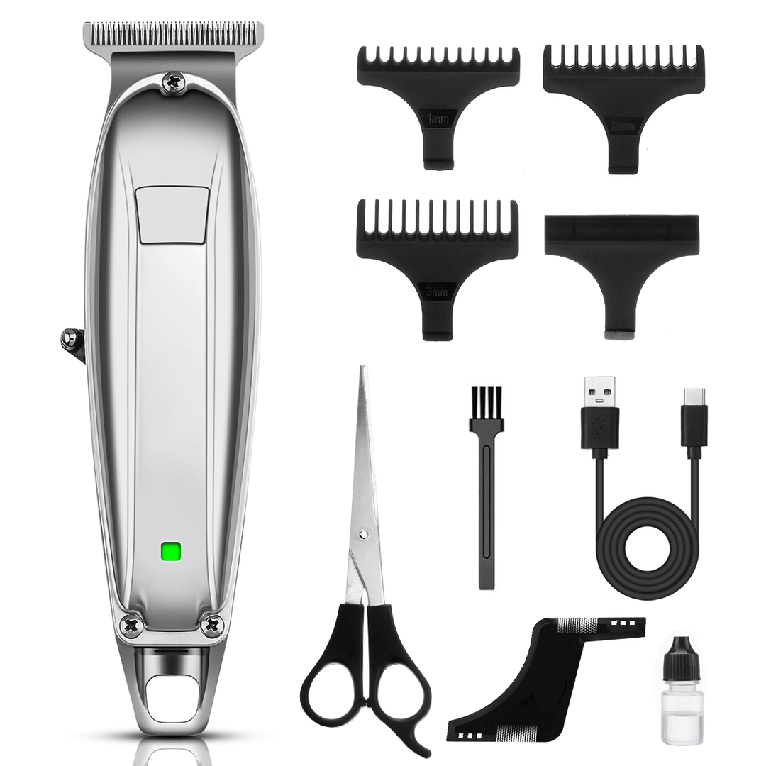 USB Rechargeable Hair Clipper for Men Cordless Hair Trimmer Quiet Electric Haircut Kit Ultra with Barber Beard Comb - Trendha