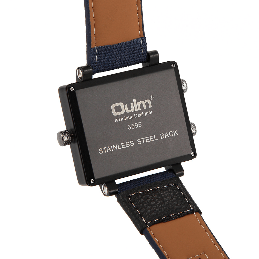 OULM 3595 Fashion Creative Dial Polygon Watch Case Multiple Time Zone Men Quartz Watch - Trendha