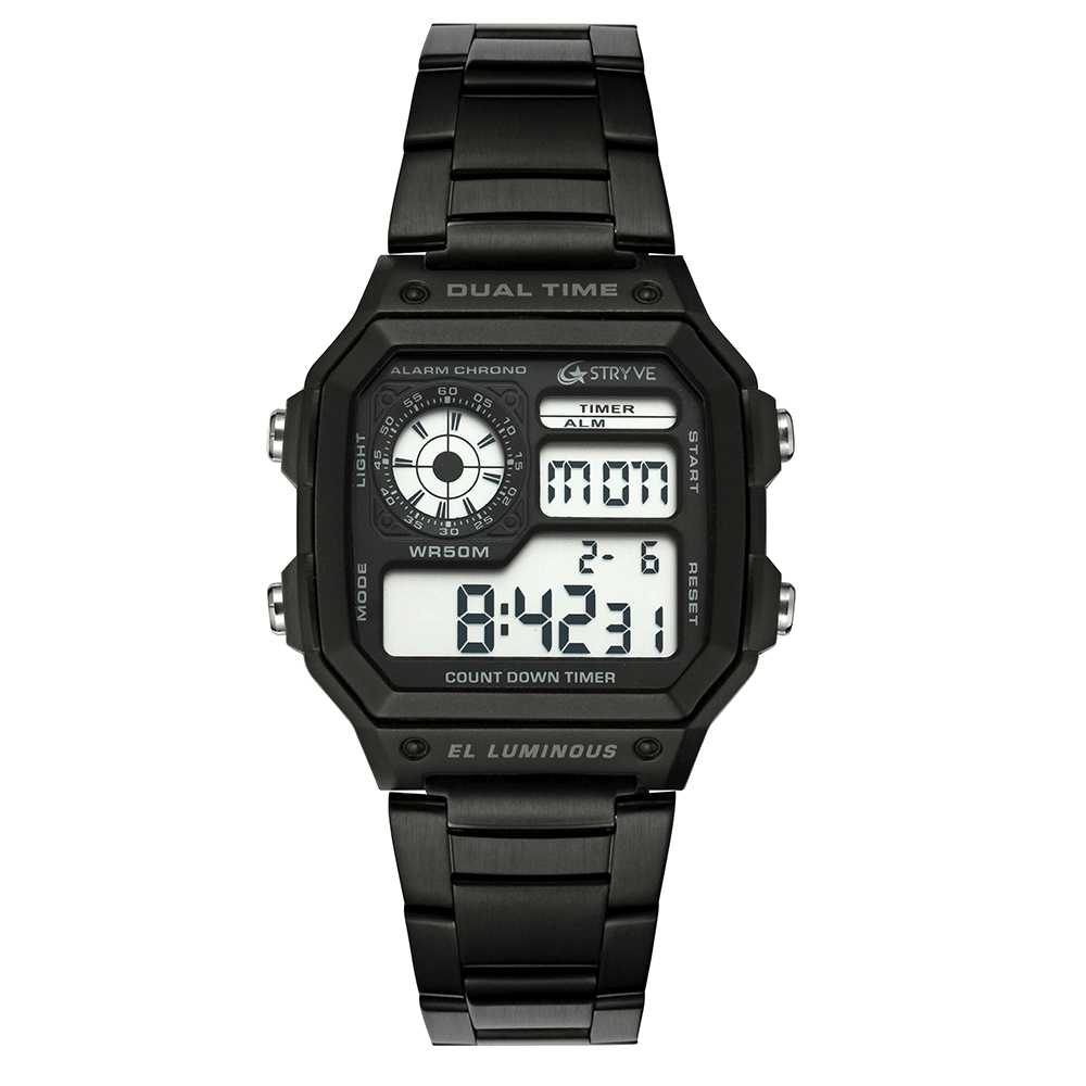 STRYVE S8007 Luminous Display Alarm Date Week Display Countdown Men Sport Digital Watch - Trendha