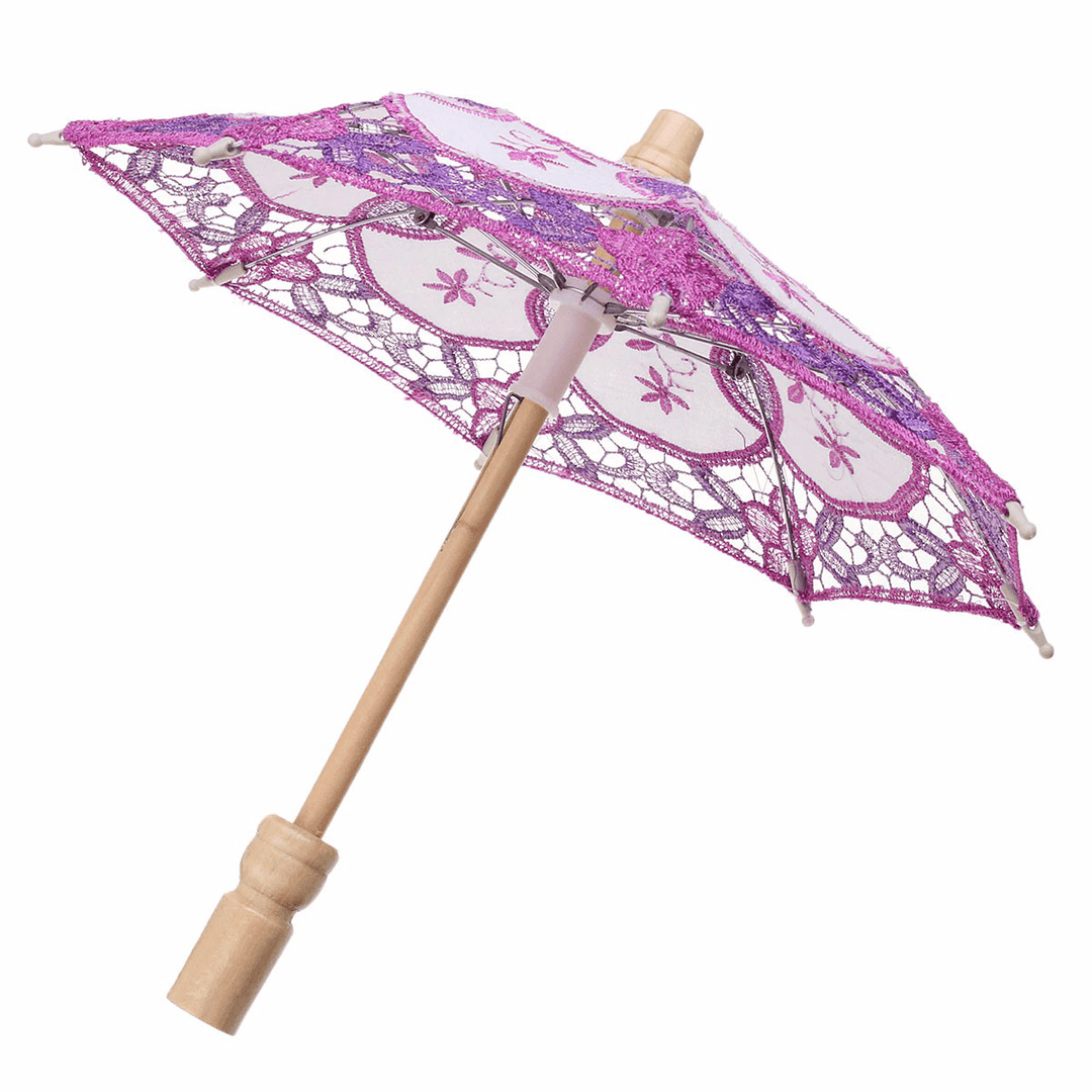 Lace Embroidered Umbrella Elegance Parasol for Party Bridal Wedding Decoration - Trendha
