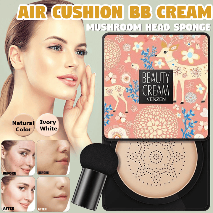 Mushroom Head Air Cushion CC Cream | Natural Brightening Makeup Foundation | Moisturizing Formula - Trendha