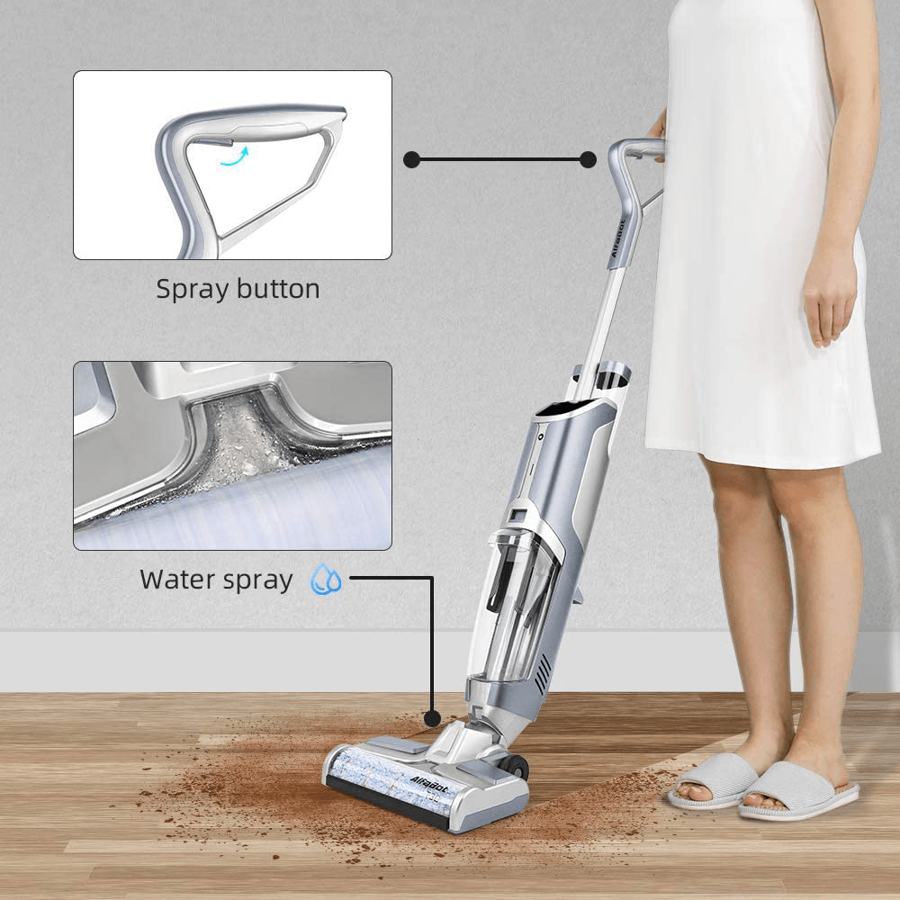 Alfabot T30 150W Cordless Water Spray Mopping Machine Vacuum Cleaner Hardwood Floor and Area Rugs Self Cleaning Wet-Dry Floor Cleaner with Dual Tank Techonology Voice Assistance - Trendha