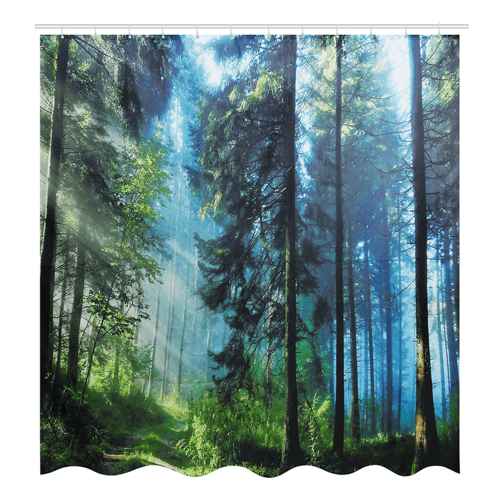 Bath Curtains Waterproof Polyester Fabric Washable Bathroom Shower Curtain Screen with Hooks Accessories - Trendha
