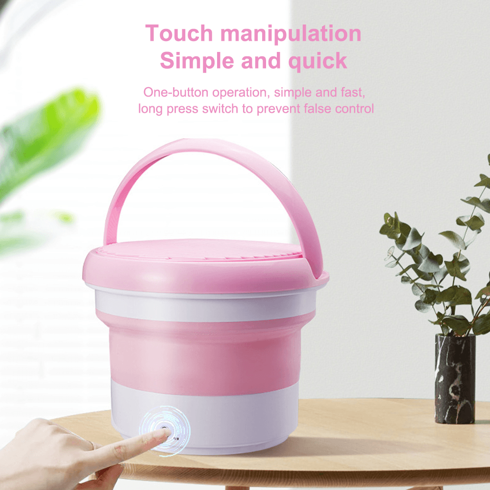 7L Portable Mini Wave Wheel Clothes Washing Machine Compact Foldable Underwear Washer for Travel Home Camping Apartments Dorms RV Busines - Trendha
