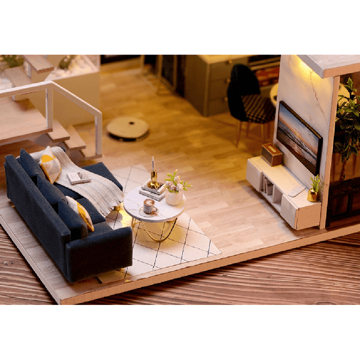 CUTEROOM L-032-B Cozy Time Space Sense Innovative Design Double-Layer LOFT Assembled Doll House with Furniture - Trendha