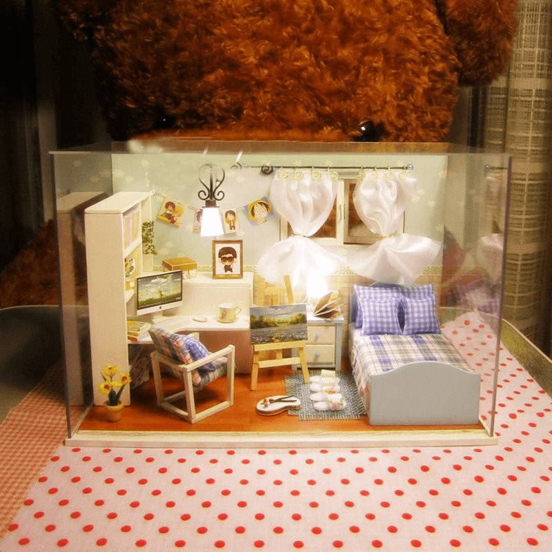 Cuteroom 1:32Dollhouse Miniature DIY Kit with Cover& Music LED Light Heart of Ocean - Trendha