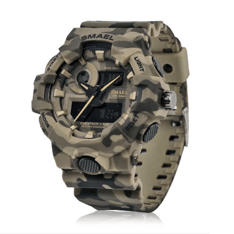 SMAEL 8001 Digital Watch Camouflage Militray Dual Display Men Sports Outdoor Wrist Watch - Trendha