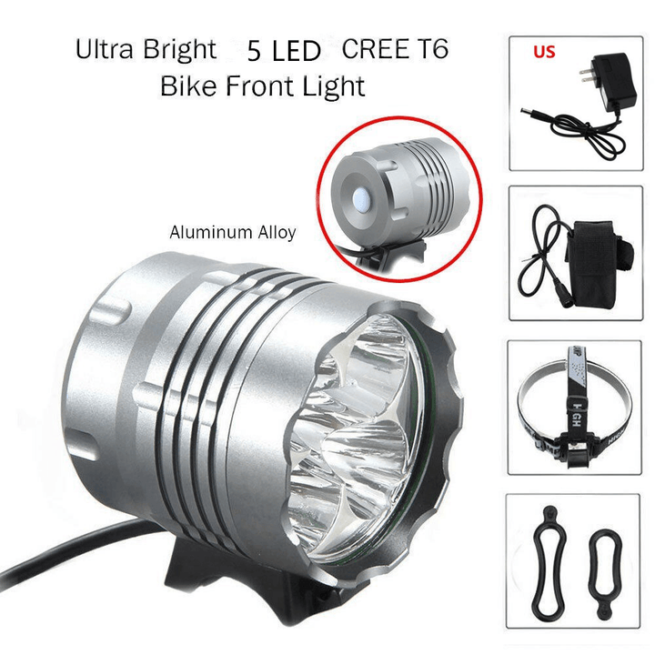 LED Mountain Bike Headlight 5T6 Bicycle Light - Trendha