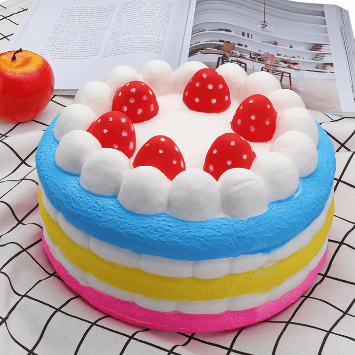 Giant Strawberry Cake Squishy 25*15CM Huge Slow Rising Soft Toy Gift Collection with Packaging - Trendha