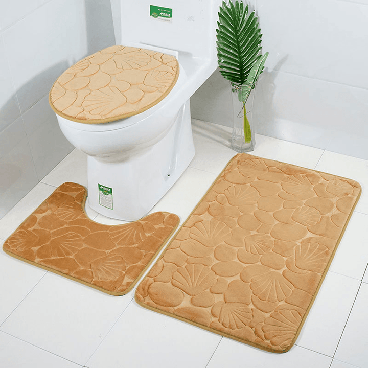 3Pcs Embossing Bath Mat for Bathroom Memory Foam Bathroom Carpet Mat Toilet Mat Bathroom Floor Rug - Trendha