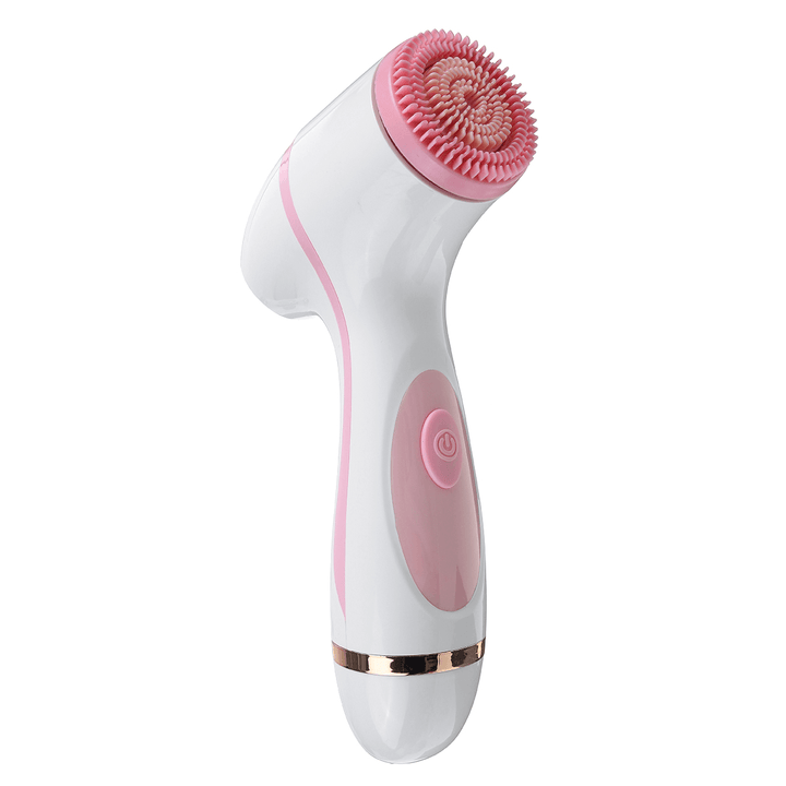 USB Rechargeable Electric Facial Cleansing Brush 2 Modes Skin Cleaner Beauty Care W/ 3 Head - Trendha