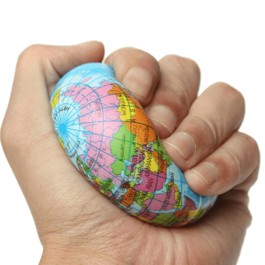 Earth Globe Planet World Map Foam Stress Relief Bouncy Press Ball Geography Toy - Trendha