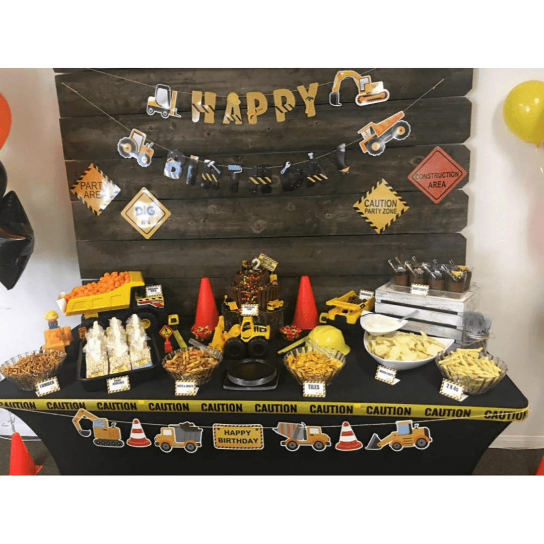Construction Truck Birthday Flag Sign Cake Insert Aluminum Film Balloon Engineering Car for Party Decoration - Trendha