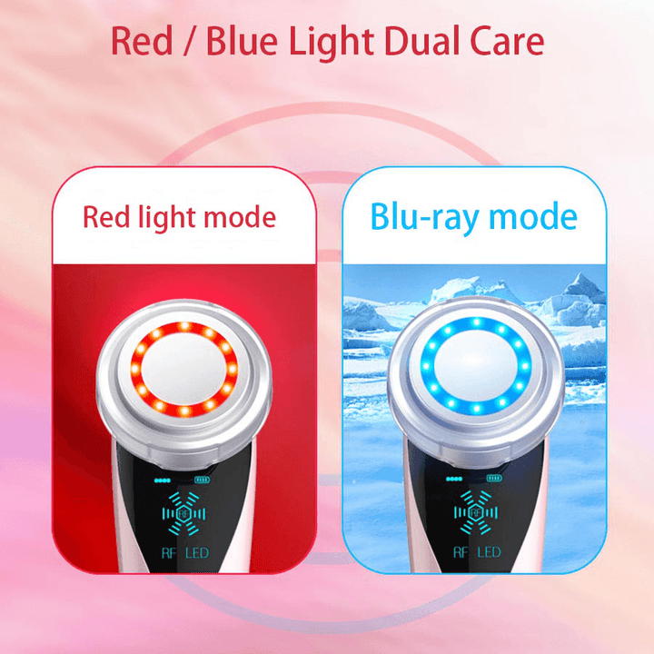 Professional LED Red Blue Color EMS Beauty Machine Instrument Facial Skin Microcurrent Device Machine Face Lifting Massage Tools - Trendha