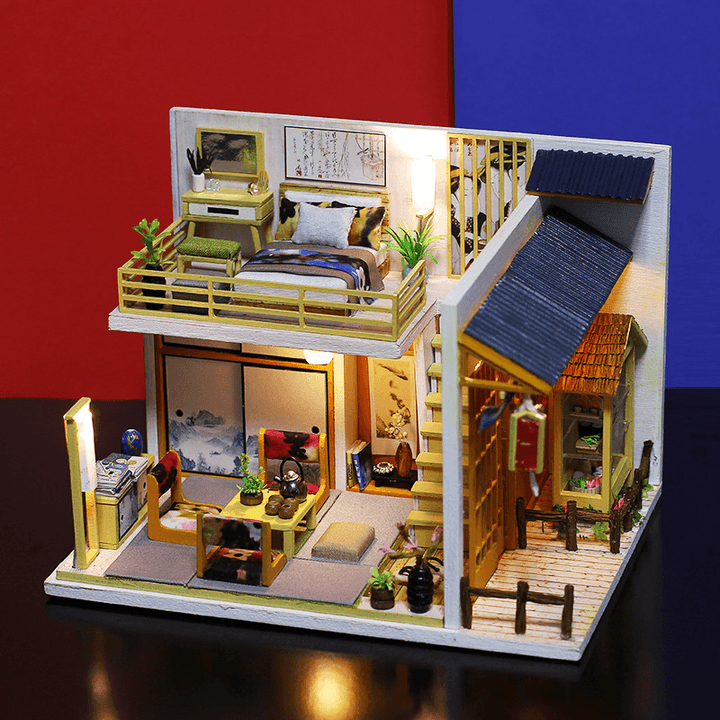 Iiecreate J-002 Japanese Plain Room Handmade DIY Cabin Doll House with Dust Cover Music Motor - Trendha
