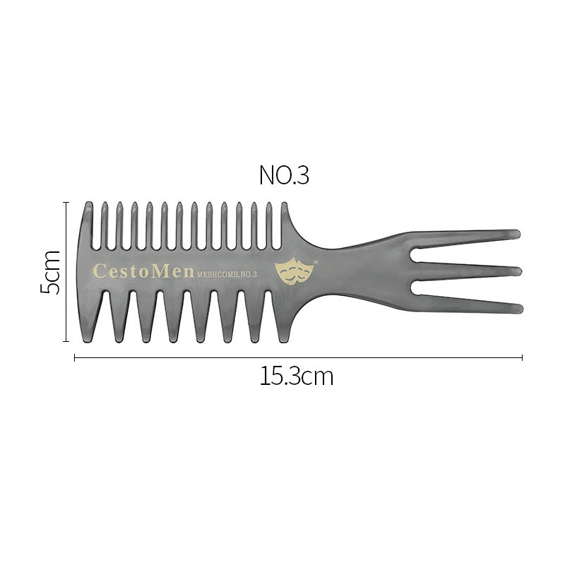 Retro Men'S Head Comb Big Back Shape Comb Wide Tooth Head Insert Comb Fork Hair Scissors Tool - Trendha