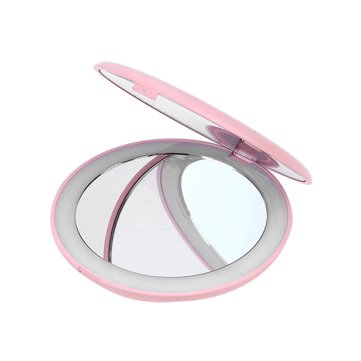 LED Mini Makeup Mirror Hand Held Small Foldable10X HD Magnifier Micro Cosmetic Mirror LED Light up Portable Makeup Mirror - Trendha