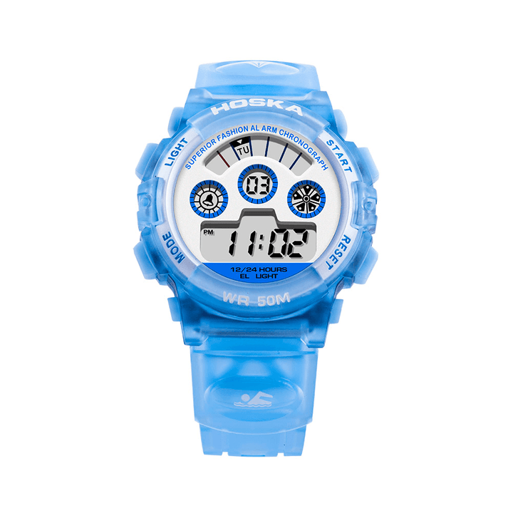 HOSKAS H001S Fresh Pink Blue Color Waterproof Fashion Style Kids Watch Couple Digital Watch - Trendha