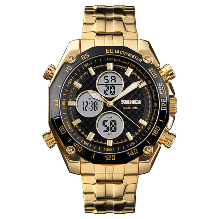 SKMEI 1302 Fashion Men Digital Quartz Watch 3ATM Waterproof Stopwatch Sport Dual Display Watch - Trendha