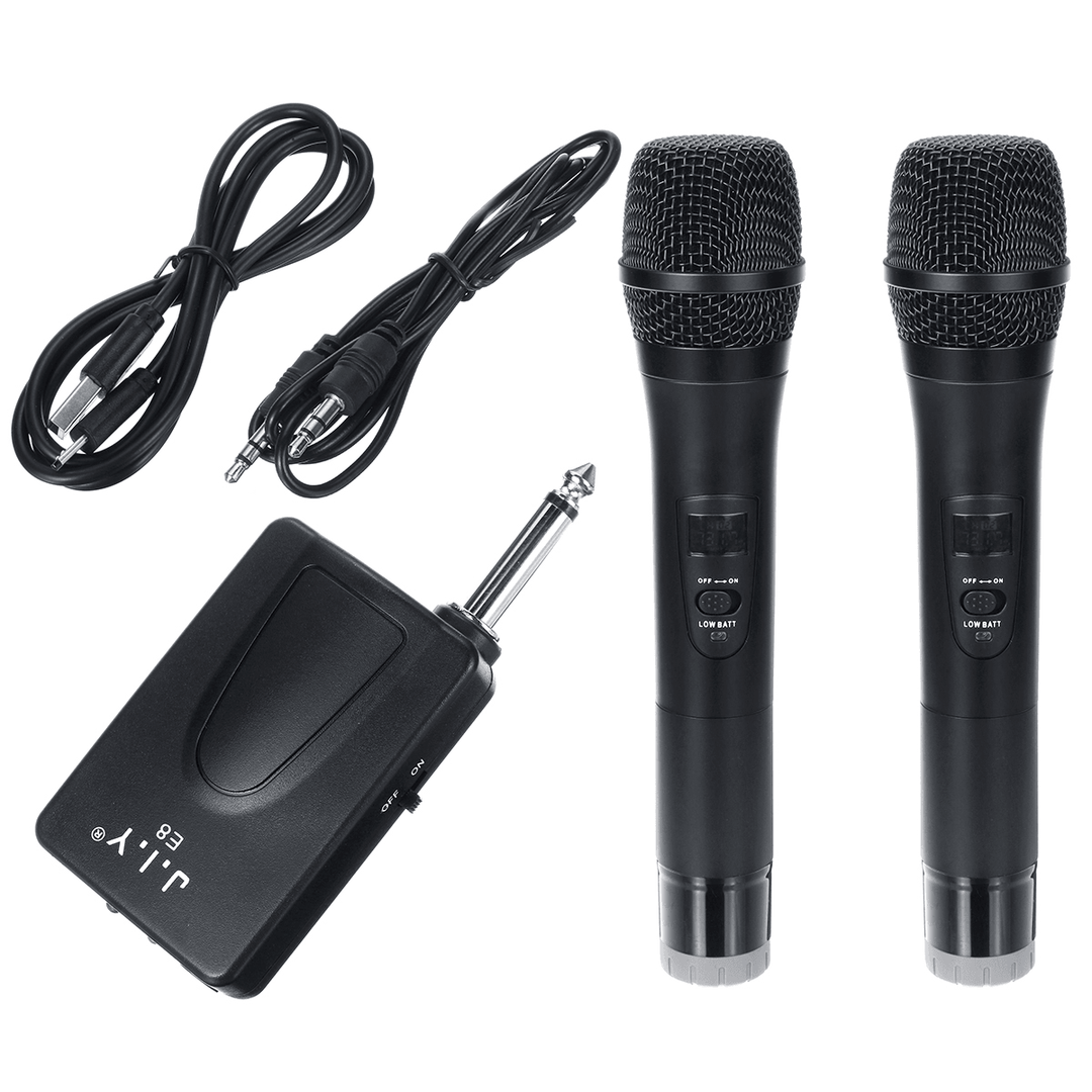 Professional UHF Double Wireless Handheld Karaoke Microphone with 3.5Mm Receiver - Trendha
