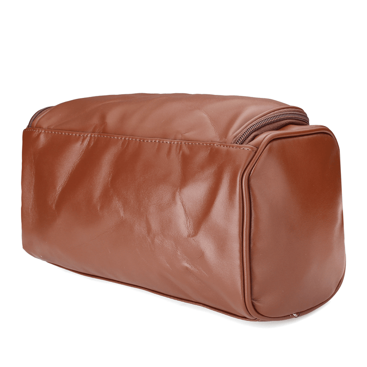 Leather Toiletry Bag Men Large Shaving Brush Cosmetic Travel Kits Organizer Case - Trendha