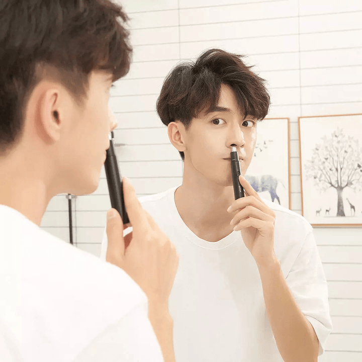 Showsee C1-BK Portable Electric Nose Hair Trimmer Removable Washable Double-Edged 360° Rotating Cutter Head From - Trendha