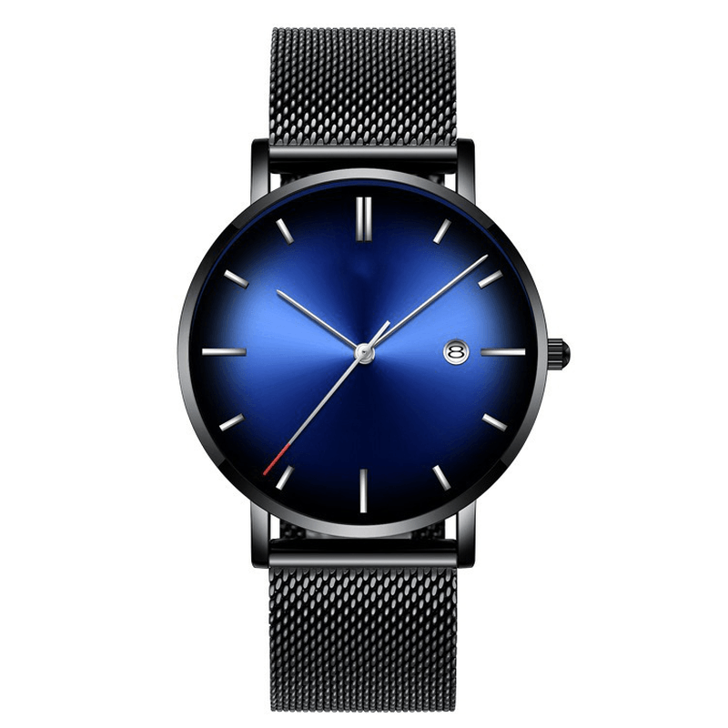 Fashion Casual Alloy Business Gradient Color Multi-Function Mesh Strap Quartz Watch - Trendha