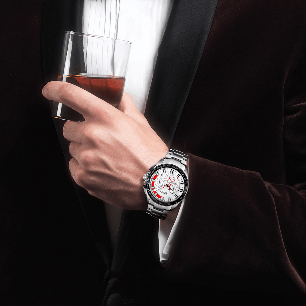 SKMEI 9167 Multi-Function Fashion Men Watch Stopwatch Date Display Sport Quartz Watch - Trendha