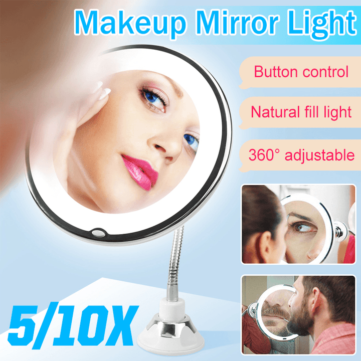 Magnifying Folding Makeup Mirrors 360-Degree Rotating Makeup Mirror Flexible Mirror Magnifying Makeup Mirror with LED Light - Trendha
