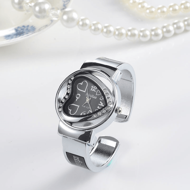 Deffrun Heart-Shaped Full Steel Women Bracelet Watch Crystal Colorful Quartz Watch - Trendha