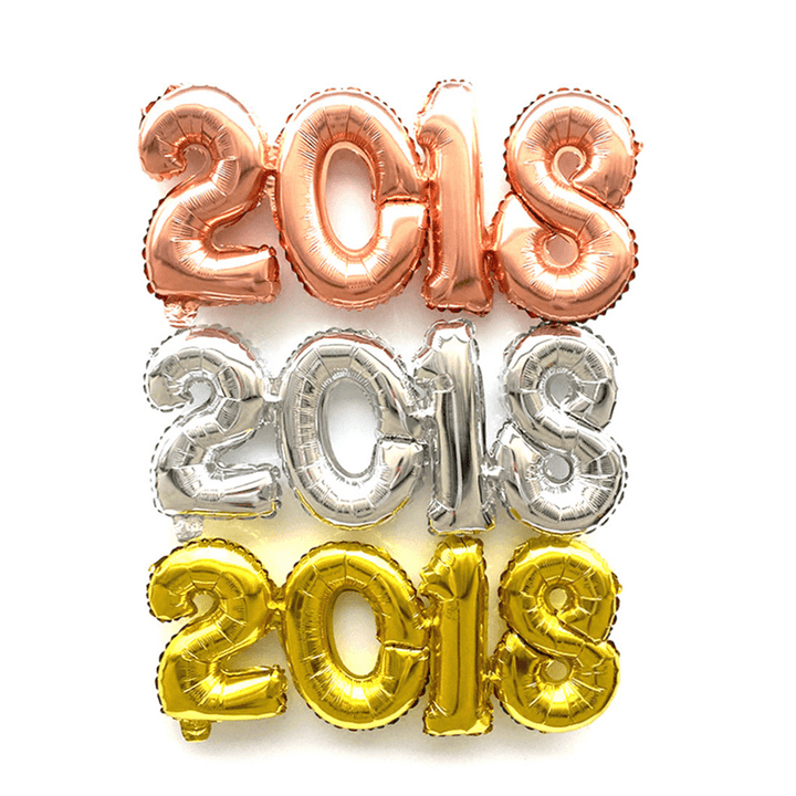 2018 Number Foil Balloon Gold Silver Happy New Year Room Party Decoration - Trendha