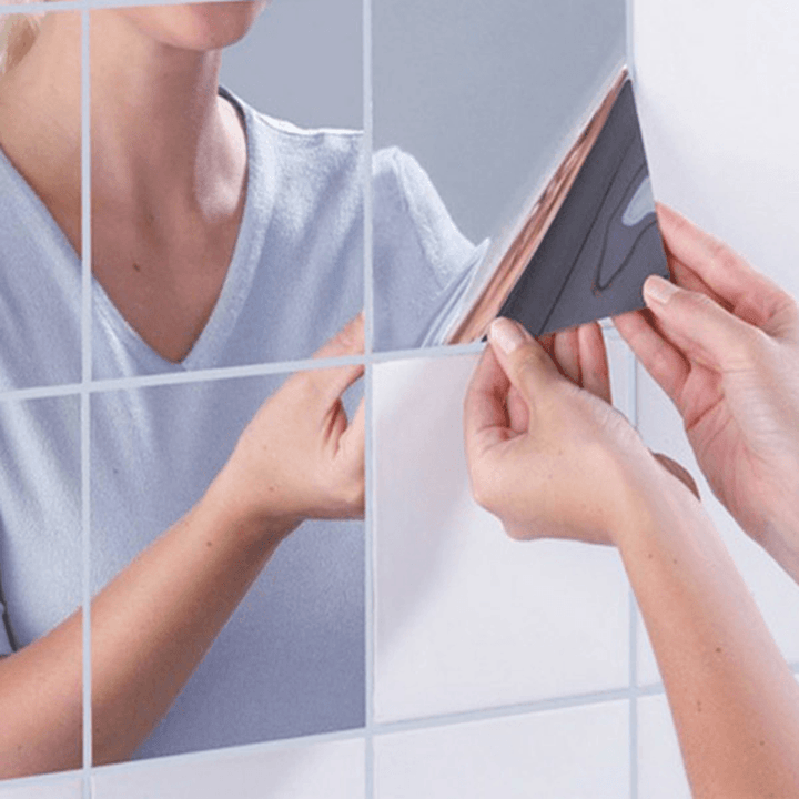 Honana BX-231 16Pcs Bathroom Removeable Self-Adhesive Mosaic Tiles Mirror Wall Stickers Home Decor - Trendha