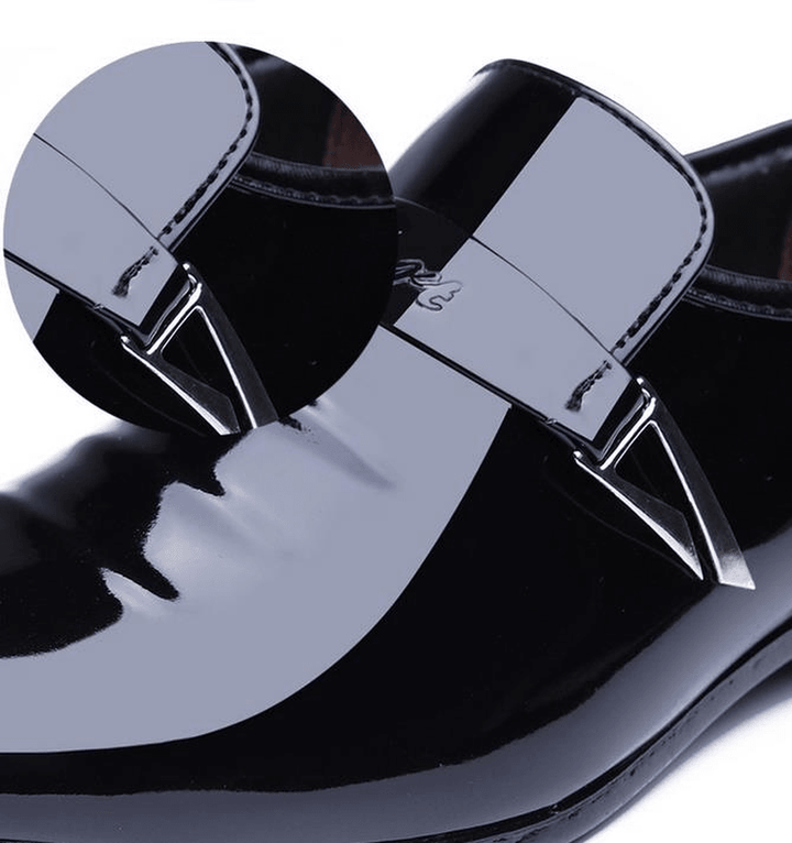 Men Patent Leather Metal Decoration Comfy Bussiness Formal Shoes - Trendha