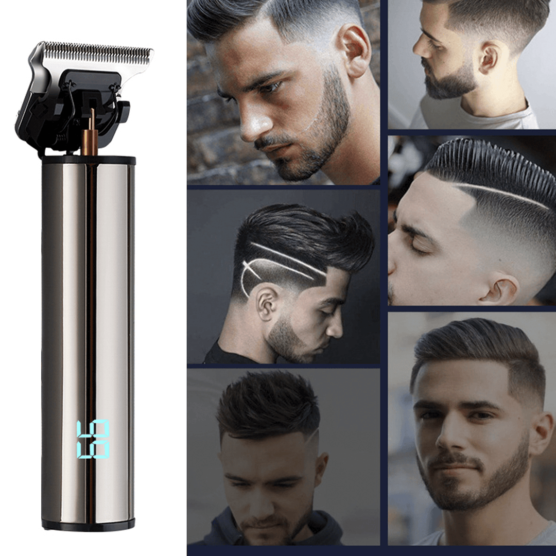 Electric Digital Display Men'S Hair Clipper Type-C Fast Charge Shaver with 4 Limit Comb - Trendha