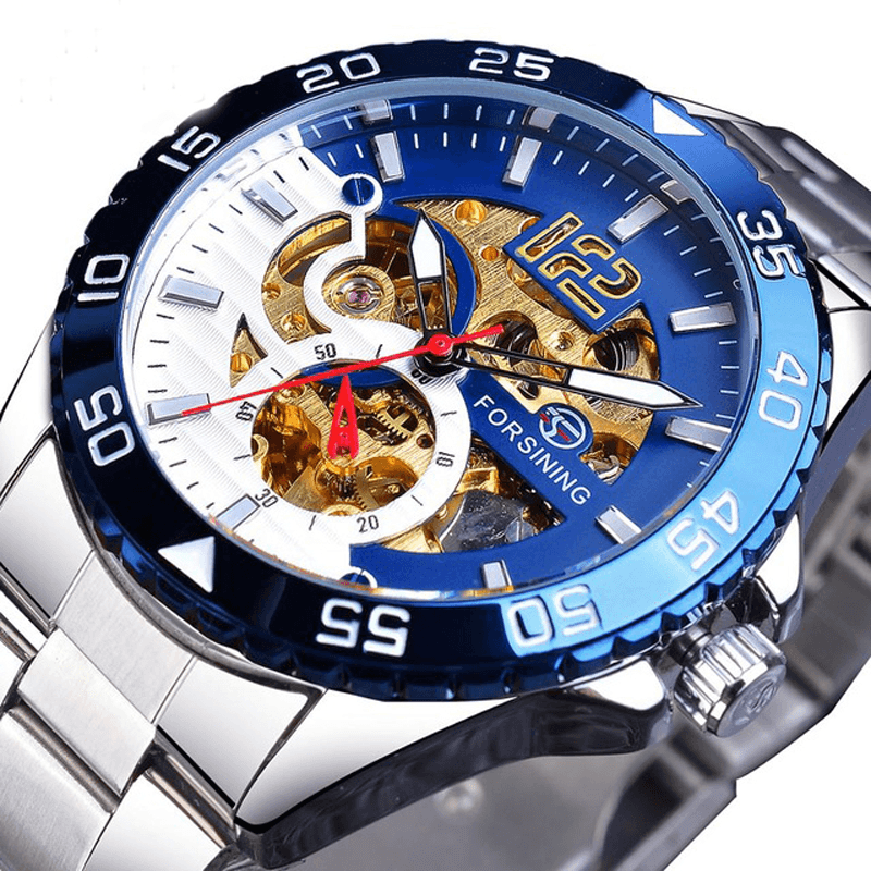FORSINING TM366G Fashion Men Automatic Watch Business Stainless Steel Strap Mechanical Watch - Trendha