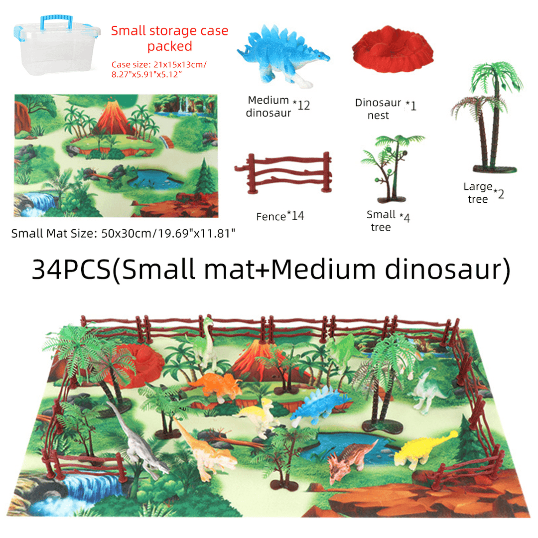 28/33/34/63/65Pcs Multi-Style Diecast Dinosaurs Model Play Set Educational Toy with Play Mat for Kids Christmas Birthday Party Gift - Trendha