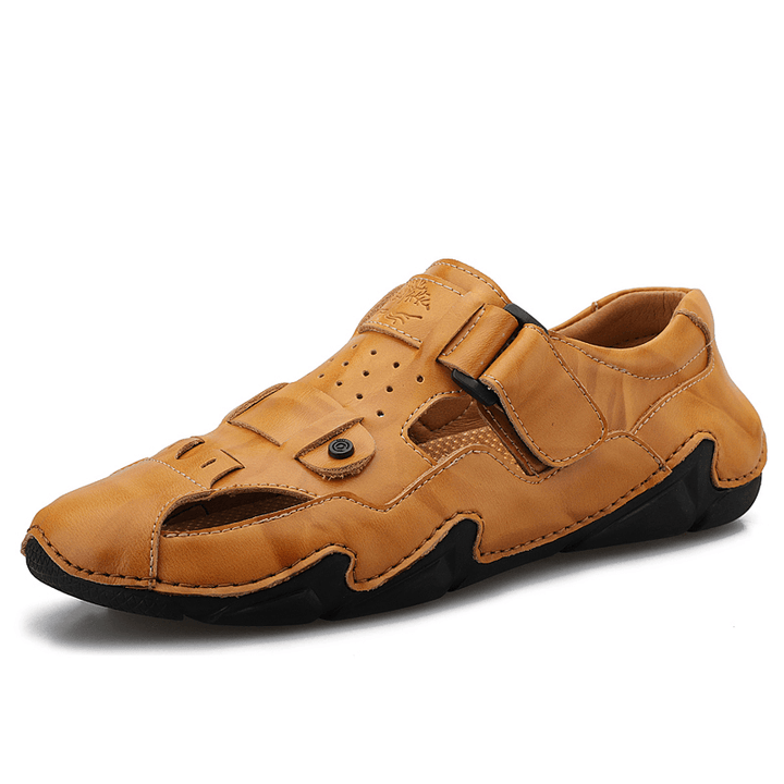Men Cowhide Leather Breathable Non Slip Soft Bottom Comfy Casual Shoes - Trendha