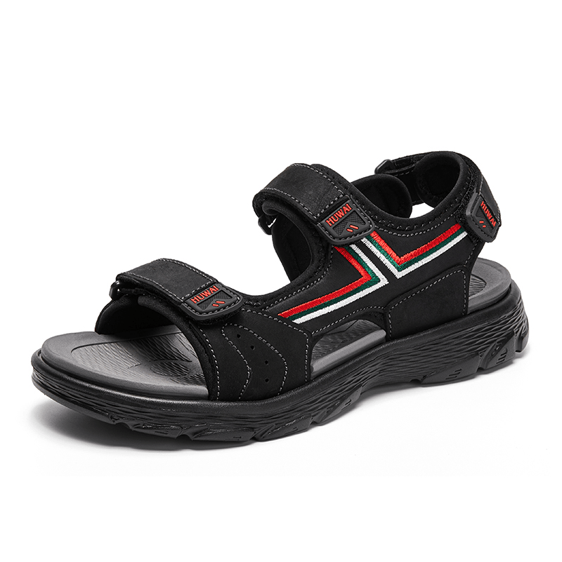 Men Leather Breathable Non Slip Opened Comfy Beach Casual Outdoor Sandals - Trendha