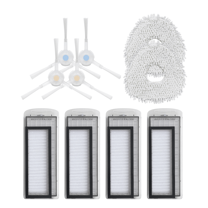 10Pcs Replacements for NARWAL Vacuum Cleaner Parts Accessories Side Brushes*4 HEPA Filters*4 Mop Colthes*2 [Non-Original] - Trendha