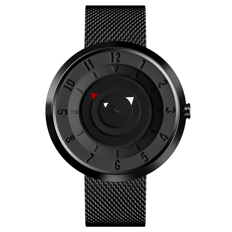 SKMEI 9174 Creative Small Triangle Display Fashion Black Steel Men Watch Quartz Watch - Trendha
