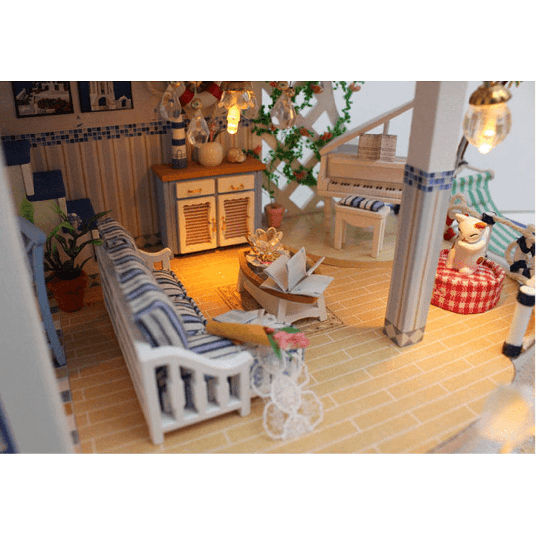 Hoomeda Legend of the Blue Sea DIY Handmade Assemble Doll House Miniature Model with Lights Music for Gift Collection Home Decoration - Trendha
