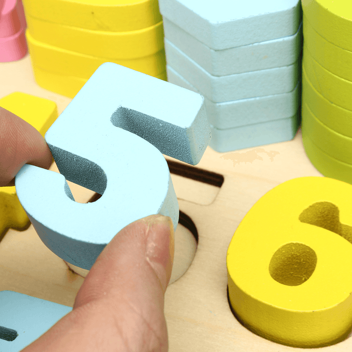 3 in 1 Education Assembling Logarithmic Board Digital Shape Building Block Toys - Trendha