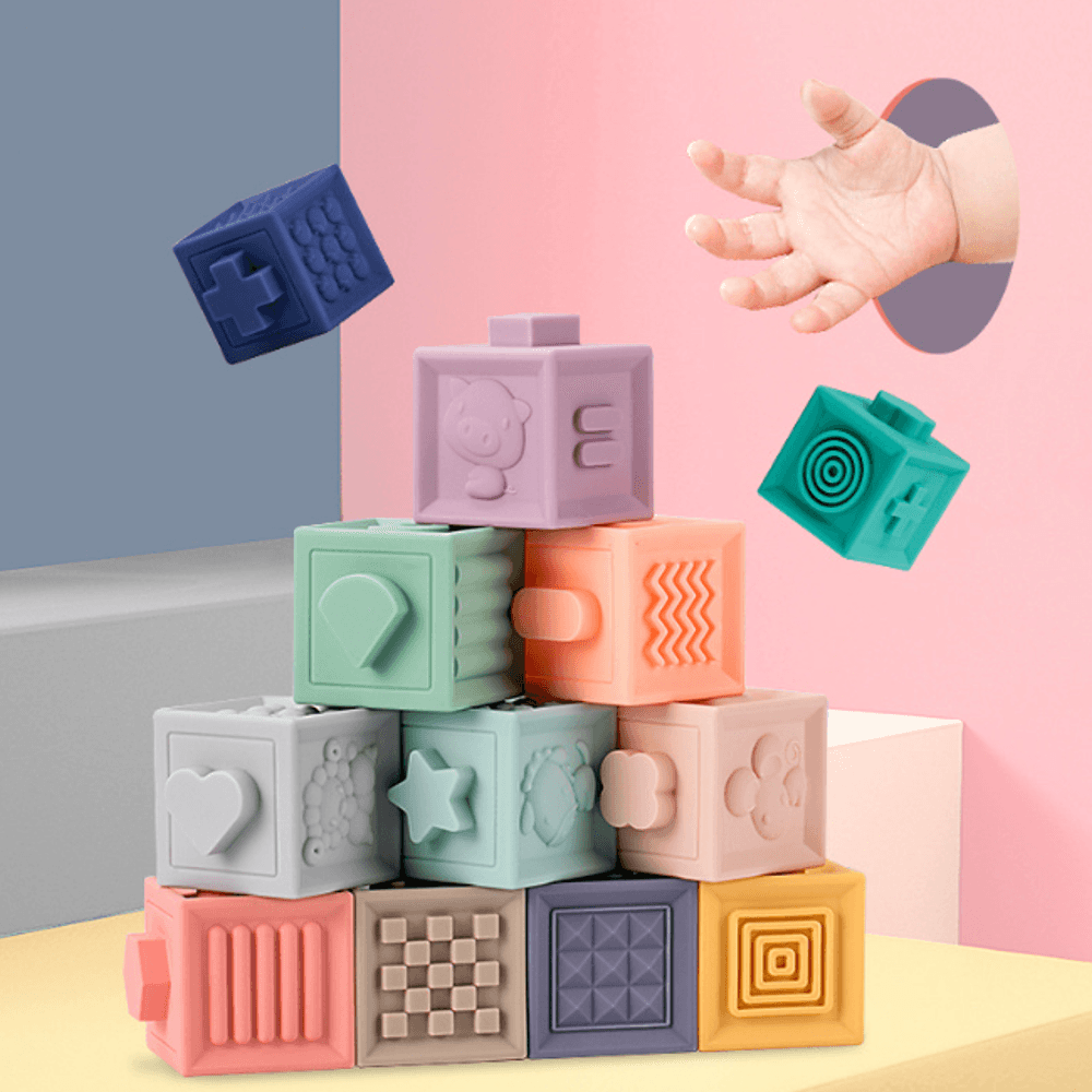 12PCS Baby Tactile Perception Arts and Science Soft Building Blocks Grasping Training Toy - Trendha