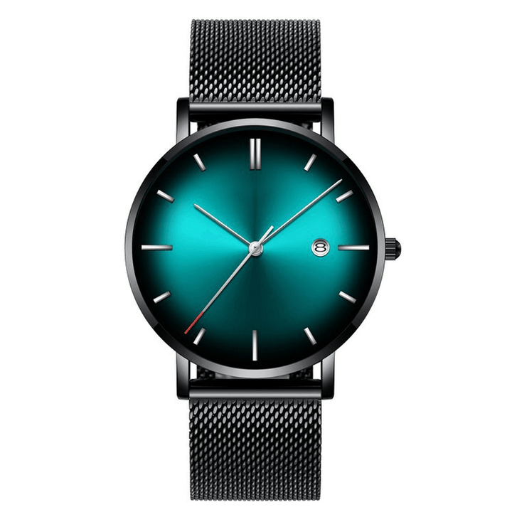 Fashion Casual Alloy Business Gradient Color Multi-Function Mesh Strap Quartz Watch - Trendha