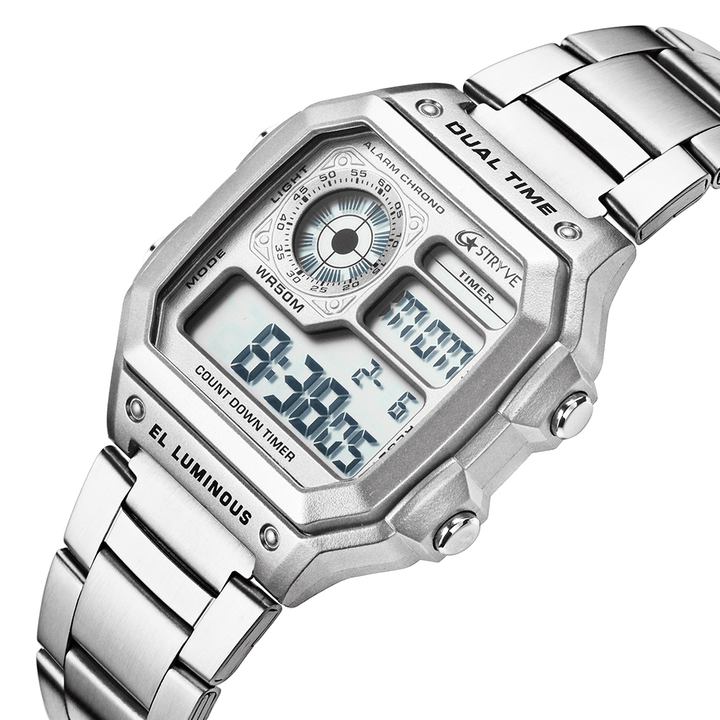 STRYVE S8007 Luminous Display Alarm Date Week Display Countdown Men Sport Digital Watch - Trendha