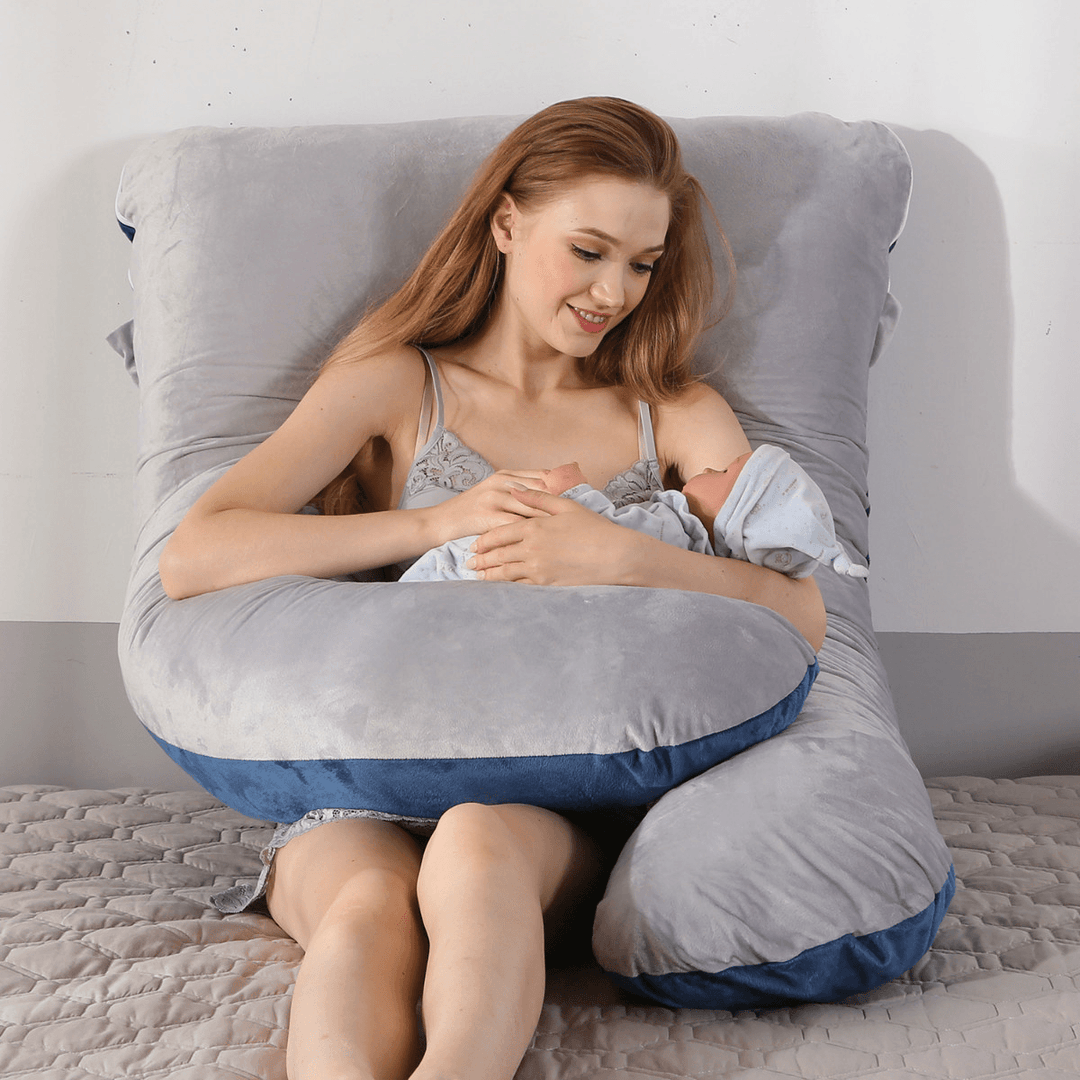 U-Shaped Woman Gravida Pillow Grey Oversized Comfortable Full Body Cushion - Trendha