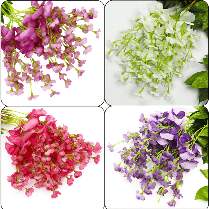 12 Pcs Artificial Silk Flower Wisteria Vine Hanging Garland Garden Wedding Decorations - Trendha